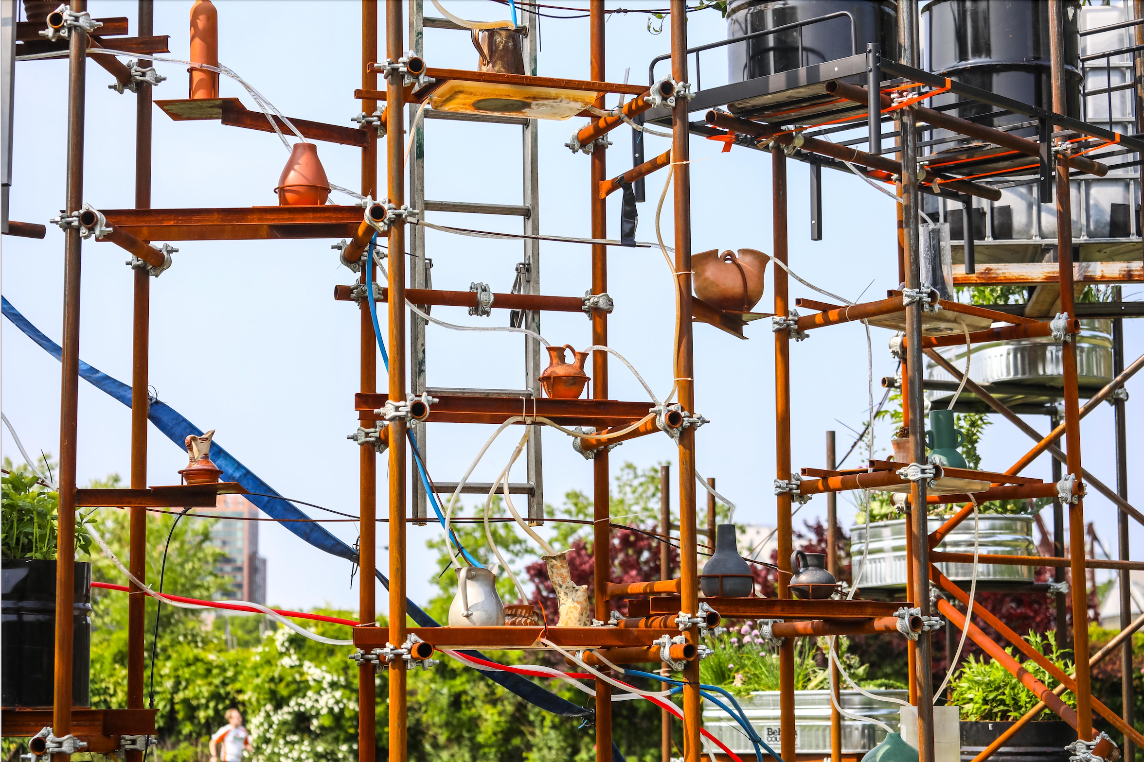 Ecological artist Mary Mattingly, Public art, land art, landscape art, native plants, salt tolerant plants, halophyte plants, plant art, rising tides, rising sea levels, climate change art, eco art, art and ecology, climate change, sculpture park, art commission, water clock